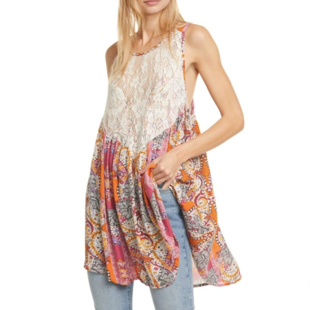 NWT Free People Count Me In Trapeze Tank Top Pink